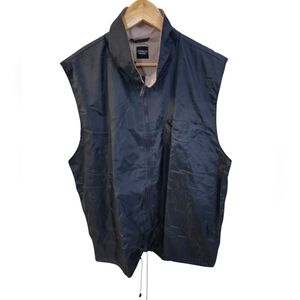Vintage Cerruti Image Men's Full Zip Vest With Pouch Blue Drawstring Size Large*